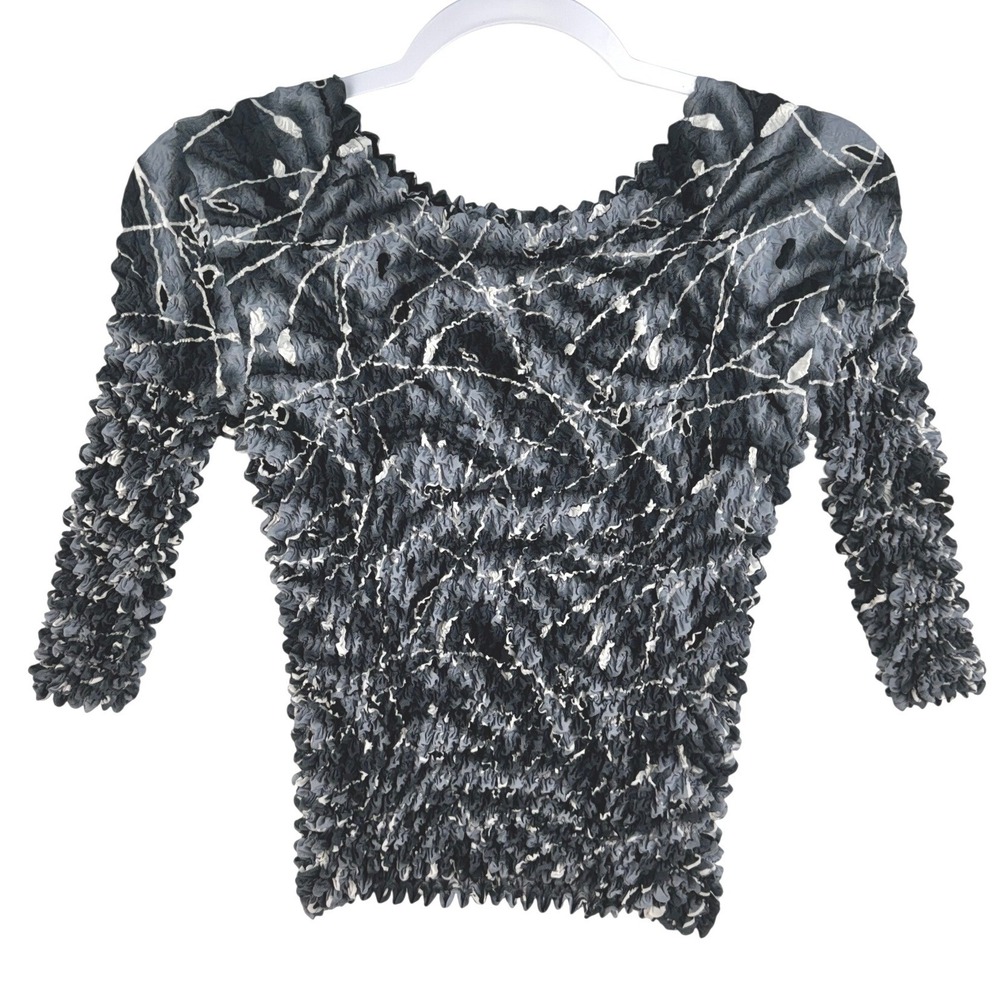 Coolwear USA Bubble Top Popcorn Shirt Grey Abstract Splatter Y2K One Size